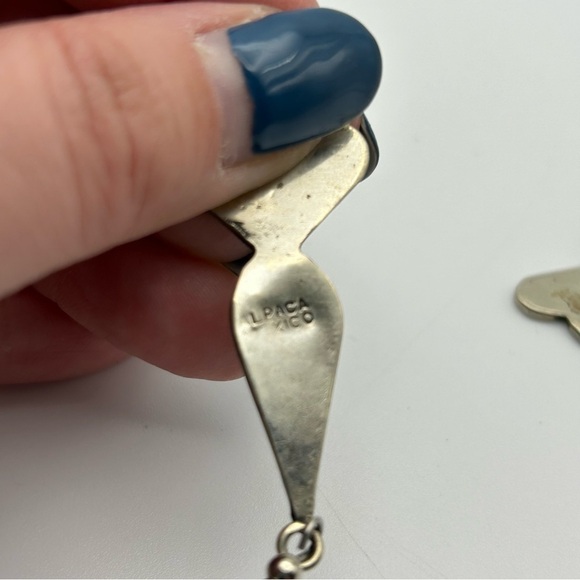 Vintage Alpaca Mexico Genuine Abalone Shell Carrot Design Dangle Pierced Earring - Picture 4 of 11